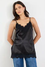 Load image into Gallery viewer, Georgia Zoe Noir - Black Satin Lace Trim Cami