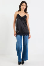 Load image into Gallery viewer, Georgia Zoe Noir - Black Satin Lace Trim Cami