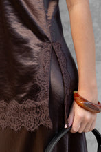 Load image into Gallery viewer, Georgia Zoe Noir - Chocolate Satin Lace Trim Cami