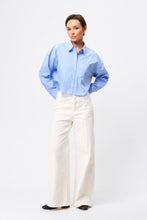 Load image into Gallery viewer, Mossman Repeat After Me Cropped Shirt - Blue Stripe Hyde Boutique