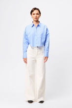 Load image into Gallery viewer, Mossman Repeat After Me Cropped Shirt - Blue Stripe Hyde Boutique
