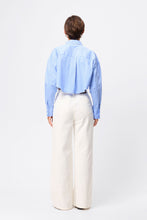 Load image into Gallery viewer, Mossman Repeat After Me Cropped Shirt - Blue Stripe Hyde Boutique
