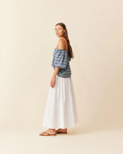 Load image into Gallery viewer, Ruby Hydra Off Shoulder Blouse - Navy Yellow Tartan Hyde Boutique