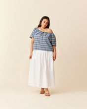 Load image into Gallery viewer, Ruby Hydra Off Shoulder Blouse - Navy Yellow Tartan Hyde Boutique