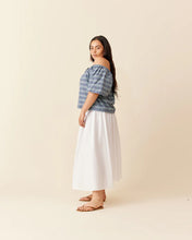 Load image into Gallery viewer, Ruby Hydra Off Shoulder Blouse - Navy Yellow Tartan Hyde Boutique