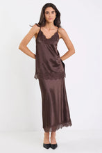 Load image into Gallery viewer, Georgia Zoe Noir - Chocolate Satin Lace Trim Cami