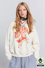 Load image into Gallery viewer, Karen Walker Runaway Carousel Organic Cotton Crewneck Sweatshirt - Ecru/Tangerine