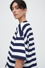 Load image into Gallery viewer, Kowtow Oversized Boxy Tee - Navy White Stripe Shirts & Tops Kowtow