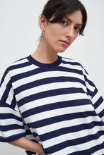 Load image into Gallery viewer, Kowtow Oversized Boxy Tee - Navy White Stripe Shirts & Tops Kowtow