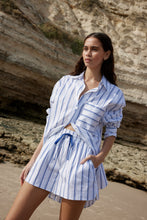 Load image into Gallery viewer, Aston Studio Buddy Shirt - Celeste Stripe  Hyde Boutique   
