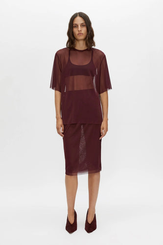 Camilla and Marc Enigma Sheer Top - Burgundy Arriving Start Feb Mrs Hyde Boutique