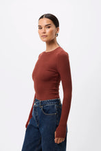 Load image into Gallery viewer, Mossman Brooklyn Top - Rust Apparel > Women > Clothing > Tops > Long Sleeve Tops > Ribbed Jersey Tops > Mossman Hyde Boutique
