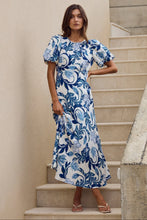 Load image into Gallery viewer, Stories Be Told Stage Puff Sleeve Floaty Maxi Dress - Blue Floral
