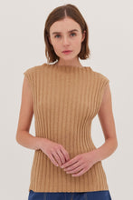 Load image into Gallery viewer, Cloth &amp; Co The Rib Funnel Neck Tank - Raffia  Hyde Boutique   
