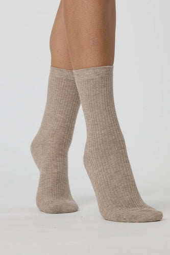Marlow Wool Cashmere Sock - Natural  Hyde Boutique   