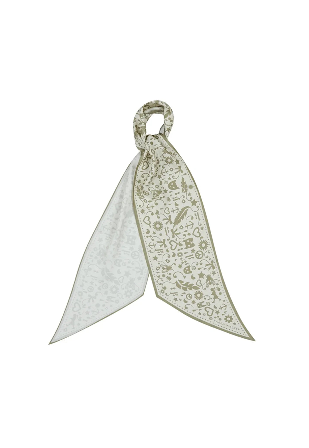 Karen Walker Filigree Sash Scarf - Cream/Olive Hyde Boutique