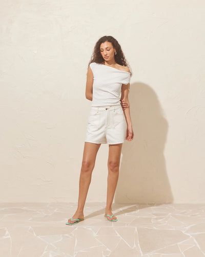 Ruby Clover Denim Short - White  Hyde Boutique   