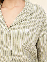 Load image into Gallery viewer, Papinelle x Karen Walker Seersucker Stripe Boxer PJ - Olive
