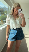 Load image into Gallery viewer, Drama The Label Short Sleeve Amelia Blouse - Natural Stripe Apparel > Women > Clothing > Tops > Blouses &amp; Shirts > Drama The Label Hyde Boutique
