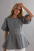 Load image into Gallery viewer, Caitlin Crisp Sofia Blouse - Ink/White Gingham
