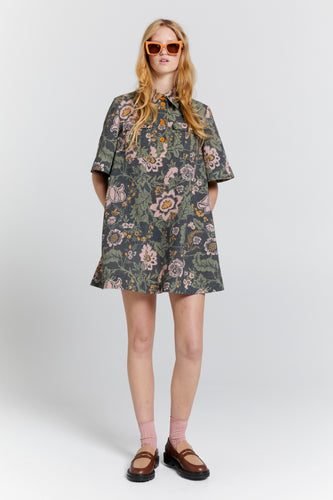 Karen Walker Journey Shirt Dress - Black Multi Hyde Boutique