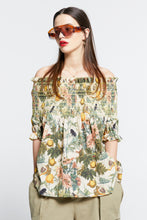 Load image into Gallery viewer, Karen Walker Gaia Smocked Blouse - Macadamia/Green  Hyde Boutique   
