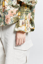 Load image into Gallery viewer, Karen Walker Gaia Long Sleeve Smocked Blouse - Macadamia/Green  Hyde Boutique   
