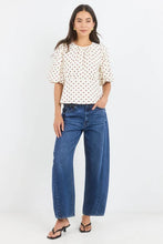 Load image into Gallery viewer, Stories Be Told Eventual Polkadot Top - Ivory/Chocolate Apparel > Women > Clothing > Shirts &amp; Tops > Blouses > Puff Sleeve Tops > Stories Be Told Hyde Boutique
