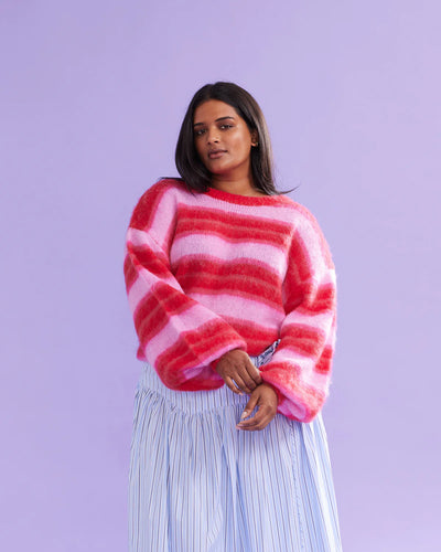 Ruby Josie Sweater - Pink / Red Stripe Hyde Boutique