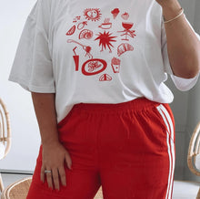 Load image into Gallery viewer, Zaziba A Few Of My Favourite Things Tee - White with Red Print Hyde Boutique
