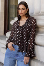 Load image into Gallery viewer, Among The Brave Bohemian Blouse - Chocolate Polkadot
