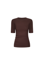 Load image into Gallery viewer, Commonplace Ruched Short Sleeve Tee - Choc Hyde Boutique
