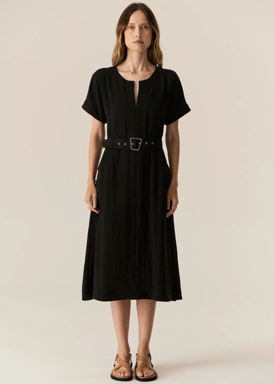Pol Faire Belt Dress - Black Hyde Boutique