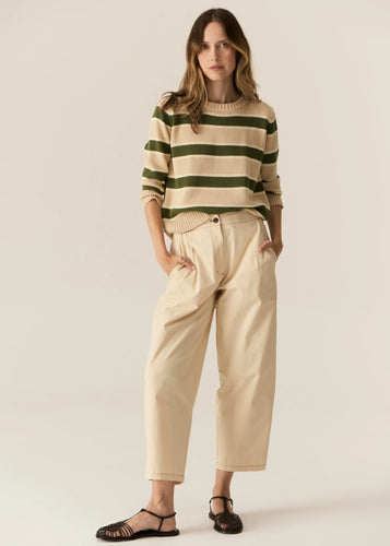 Pol Jules Stripe Knit - Pebble/Green Hyde Boutique
