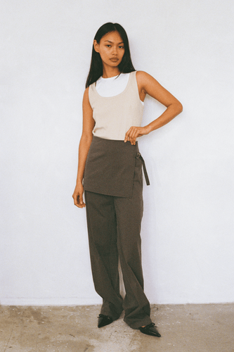 Commonplace Millie Double Layer Tank - Sand/White Hyde Boutique