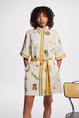 Alémais Checkers Embroidered Mini Dress - Cream  Hyde Boutique   