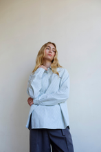 Load image into Gallery viewer, Commonplace Cortez Shirt - Mint Stripe Apparel > Women > Clothing > Tops > Shirts > Long Sleeve Shirts > Commonplace Hyde Boutique
