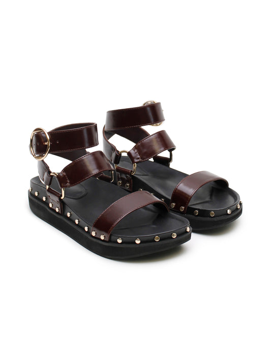 La Tribe Studded Sandal - Black Cherry  Hyde Boutique   