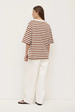 Load image into Gallery viewer, Assembly Label Monte Stripe Cotton Short Sleeve Tee - Earth/Antique White
