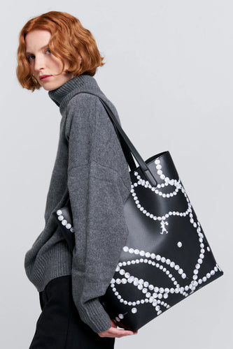 Karen Walker Runaway Pearls Tote Bag - Black Hyde Boutique
