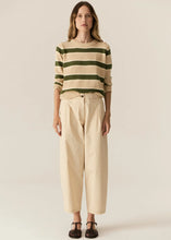 Load image into Gallery viewer, Pol Jules Stripe Knit - Pebble/Green Hyde Boutique
