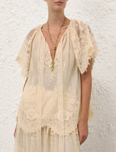 Load image into Gallery viewer, Zimmermann Luna Lace Flutter Blouse - Cream Apparel > Women > Clothing > Shirts &amp; Tops > Shirts > Button-Up Shirts > Zimmermann Hyde Boutique
