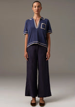 Load image into Gallery viewer, Pol Sela Knit Polo - Blue/Gold Hyde Boutique
