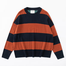 Load image into Gallery viewer, Aleger Cashmere N.80 Cashmere Blend Contrast Stripe Crew - Tamarind  Hyde Boutique   
