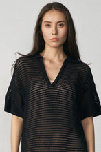 Load image into Gallery viewer, Aleger N.2305 Cotton Cashmere Blend Open Stitch Polo - Black Hyde Boutique
