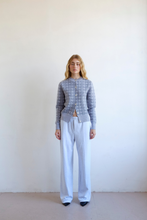 Load image into Gallery viewer, Commonplace CPD Monogram Cardigan - Sky/Navy Apparel > Women > Clothing > Knitwear > Cardigans > Logo Cardigans > Commonplace Hyde Boutique
