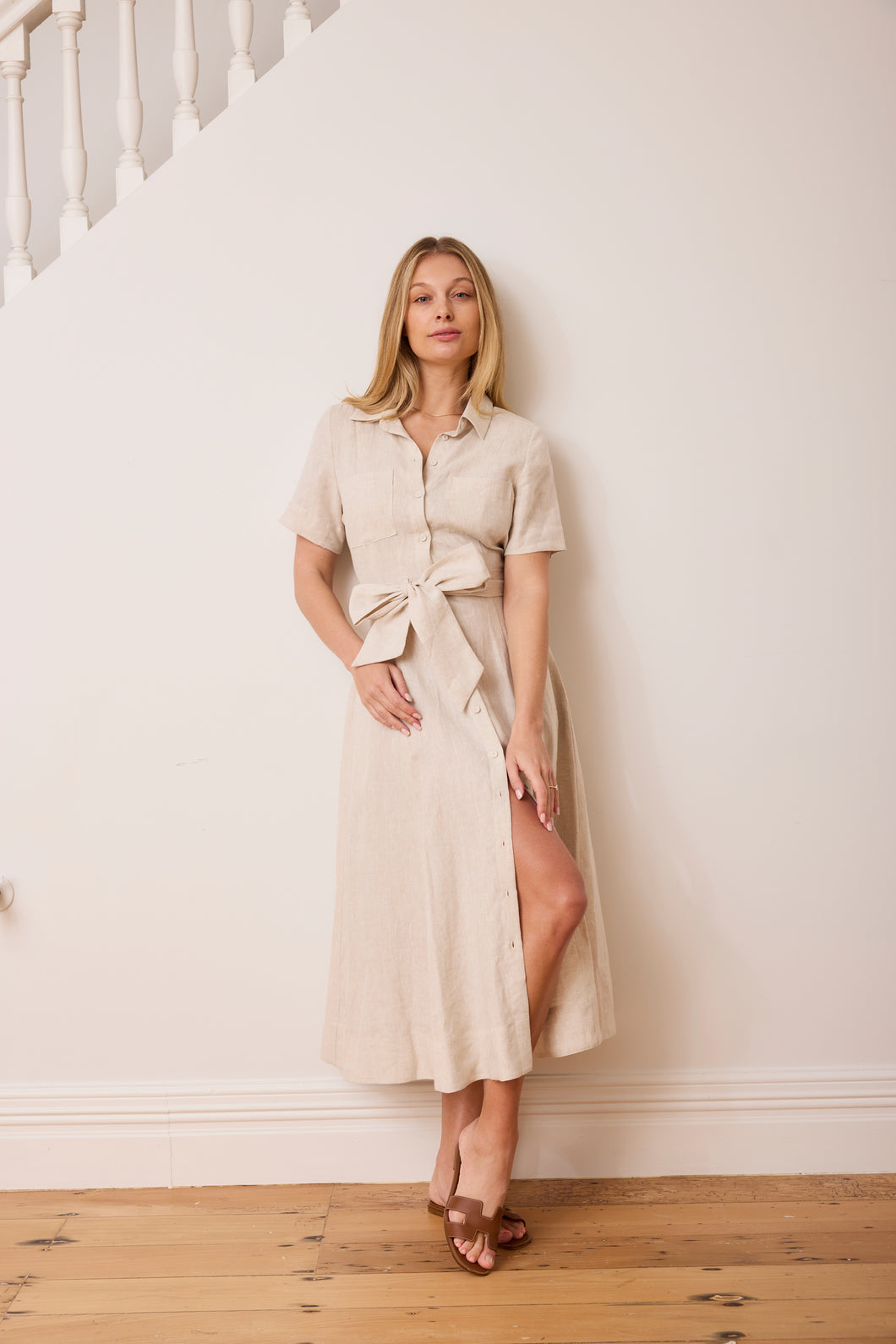 Caitlin Crisp Lady Vincent Dress - Natural Linen  Hyde Boutique   