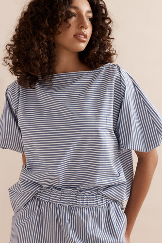 Caitlin Crisp Coastline Top - Blue Stripe  Hyde Boutique   