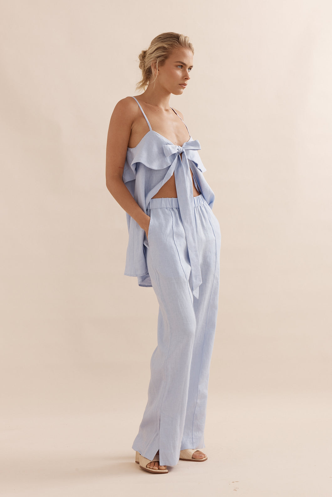 Caitlin Crisp Jimmy Jogger - Sky Blue Linen  Hyde Boutique   