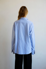 Load image into Gallery viewer, Commonplace Cortez Shirt - Sky/Maroon Stripe Apparel > Women > Clothing > Tops > Shirts > Long Sleeve Shirts > Commonplace Hyde Boutique
